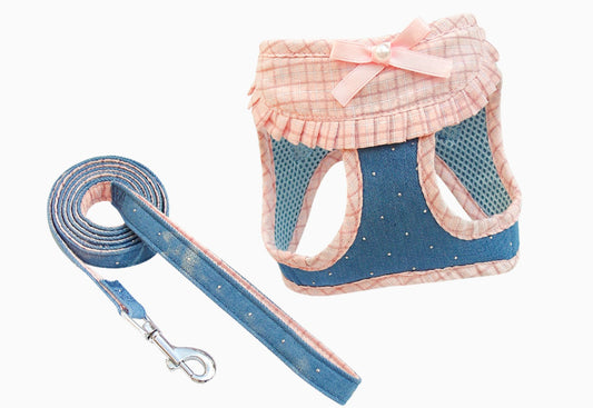 Plaid Ruffle Harness & Leash Set