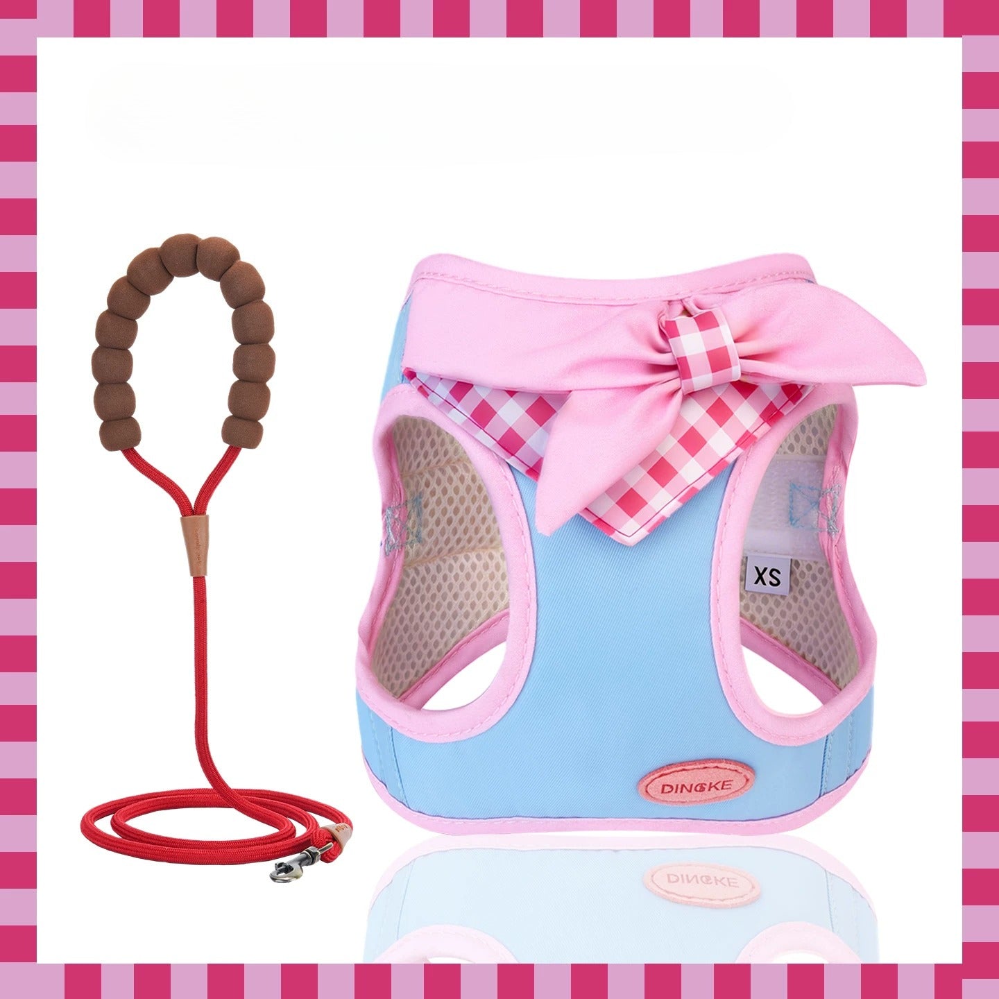 Plaid Bow Harness & Leash Set