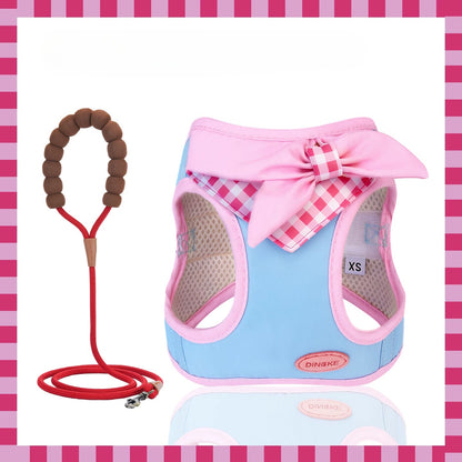 Plaid Bow Harness & Leash Set