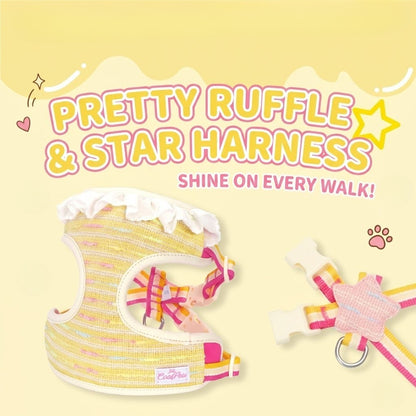 Star Pattern Ruffle Trim Dog Harness