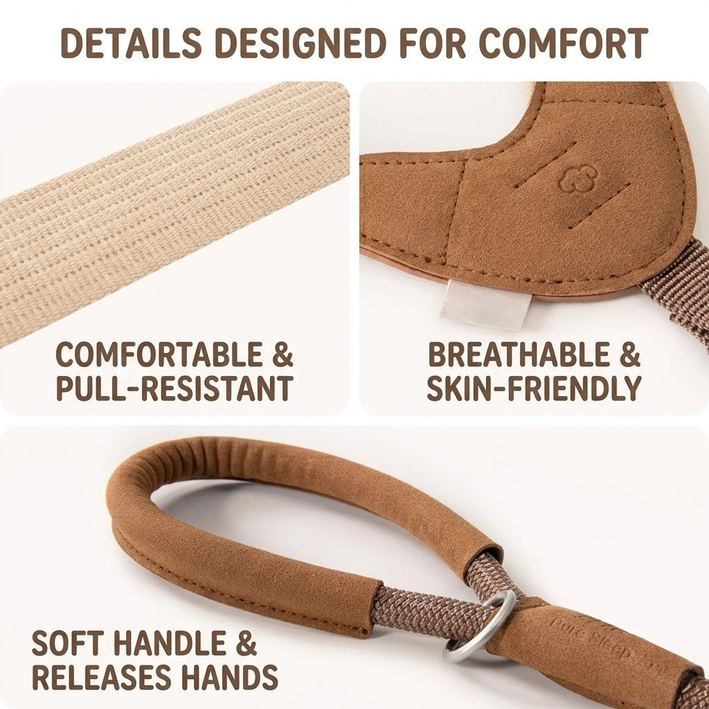 Quick-Wear V-Shape Harness & Leash Set – Brown