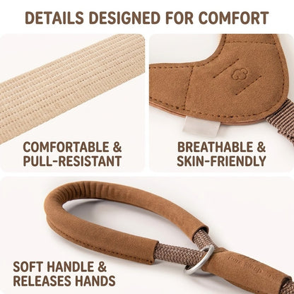 Quick-Wear V-Shape Harness & Leash Set – Brown