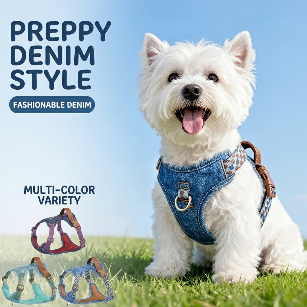Denim Vest Harness & Leash Set