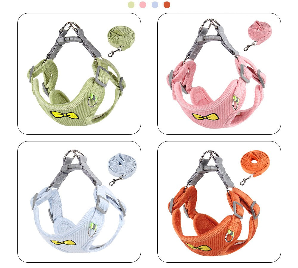 Corduroy Bow Tie Harness & Leash Set