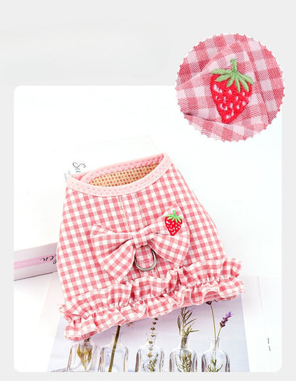 Plaid Fruit Dog Accessory Set for Dogs – Pink