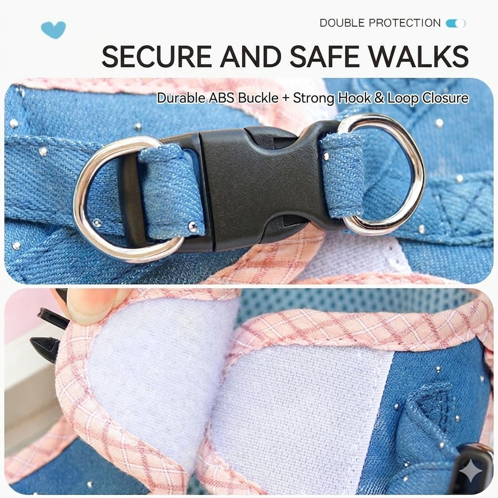 Plaid Ruffle Harness & Leash Set