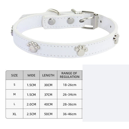 Paw Print Leather Dog Collar