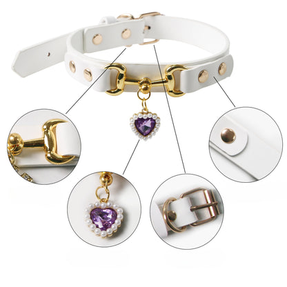 Faux Leather Charm Dog Collar for Dogs – Multi-Color