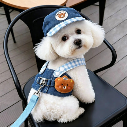 Plaid Denim Dog Hat