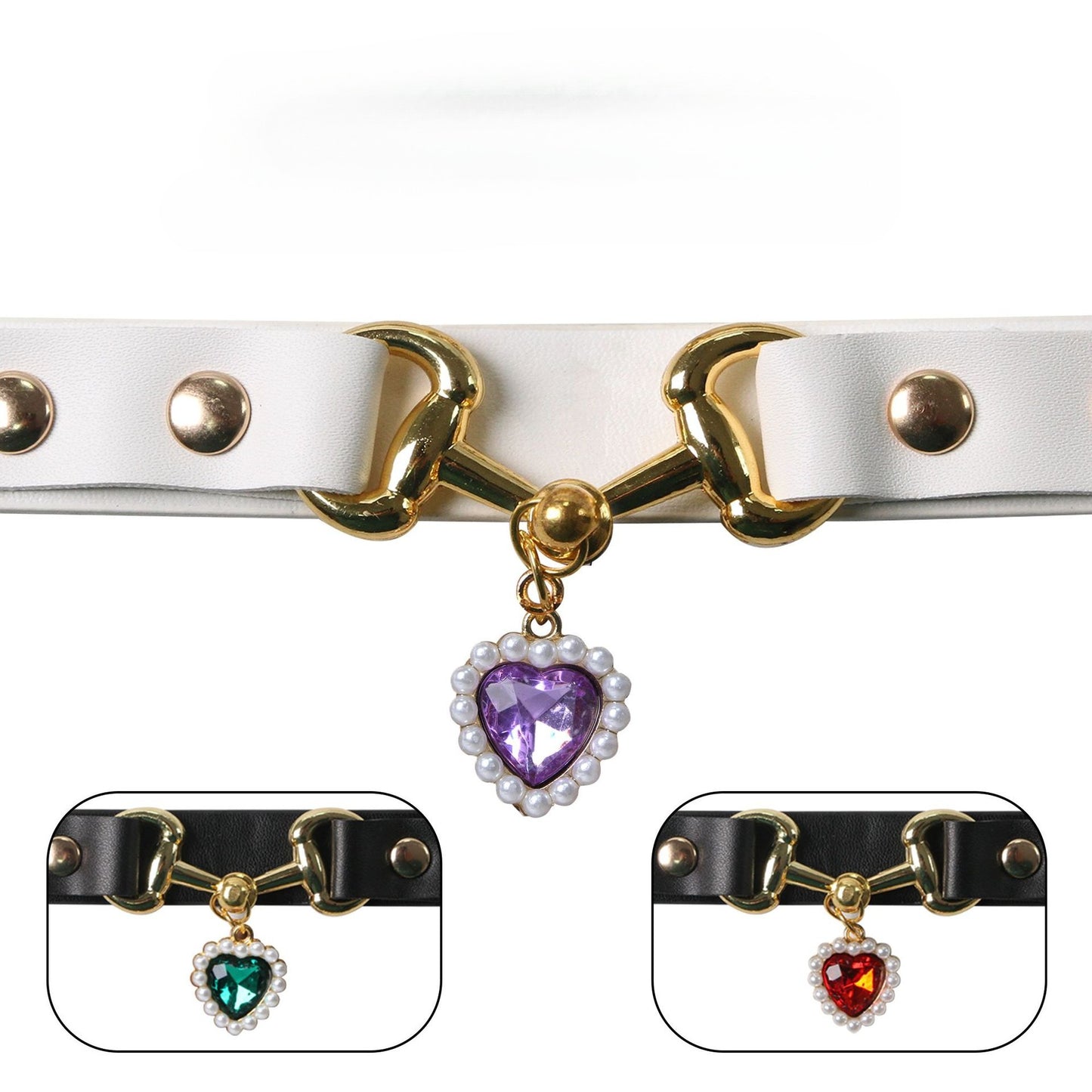 Faux Leather Charm Dog Collar for Dogs – Multi-Color