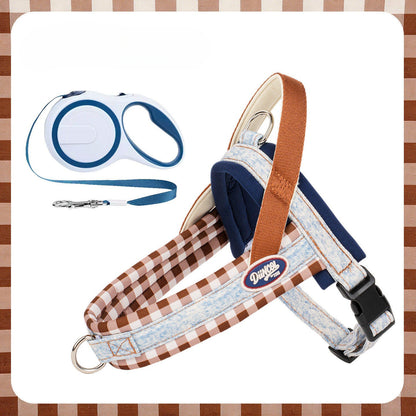 Denim Plaid Harness & Leash Set