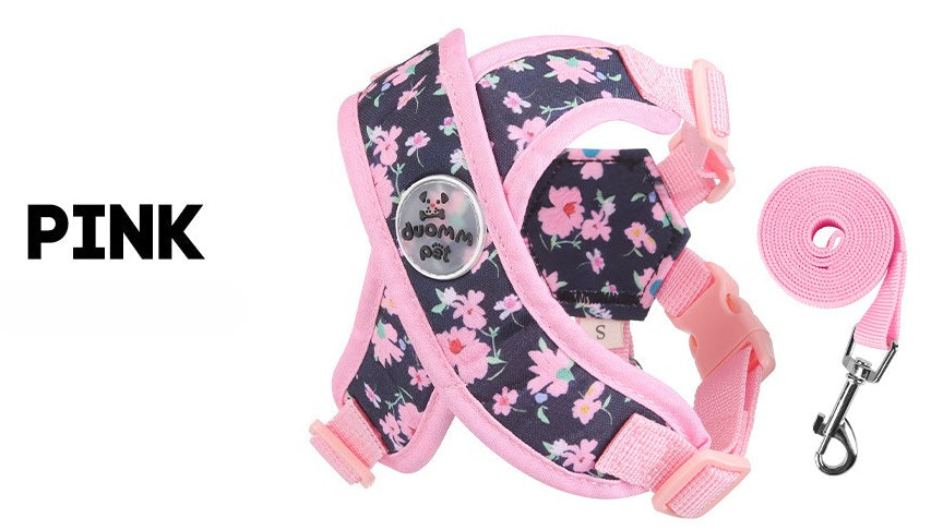 Floral Mesh Dog Harness Set