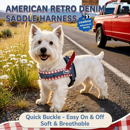 Denim Plaid Harness & Leash Set