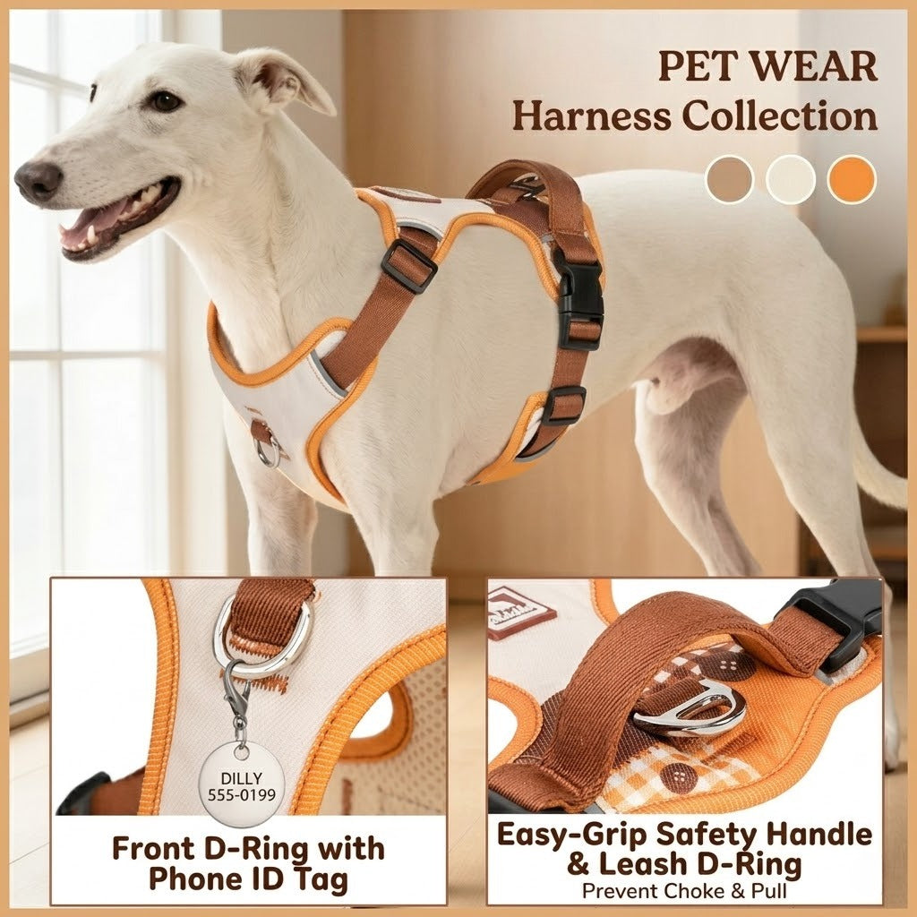 Reflective Patchwork Harness & Leash Set