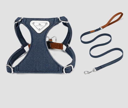 Denim Harness & Leash Set