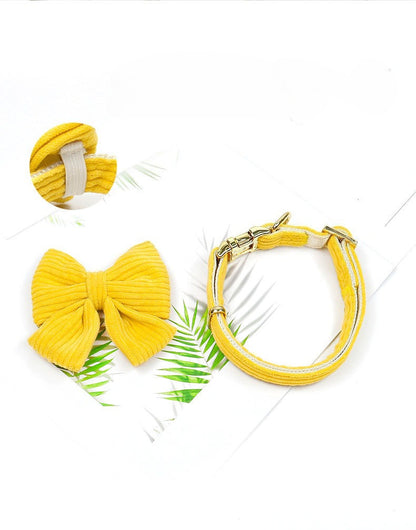 Corduroy Bow Collar Set