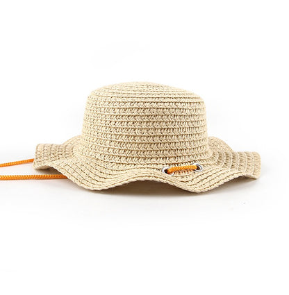 Woven Daisy Straw Dog Hat