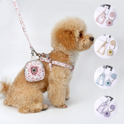 Floral Harness Set for Dogs – Pink