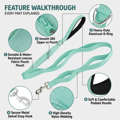 Lightweight CORDURA Dog Leash with Storage Pocket