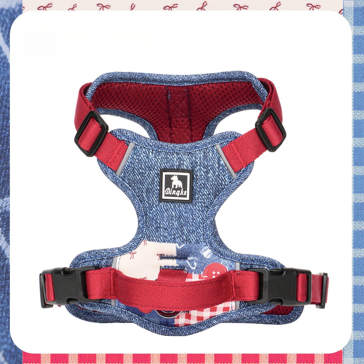 Reflective Patchwork Harness & Leash Set