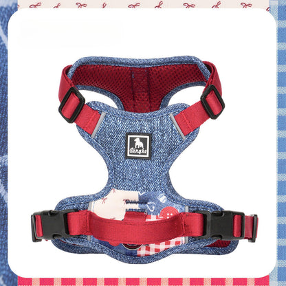 Reflective Patchwork Harness & Leash Set
