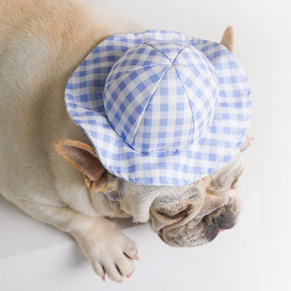 Plaid Sun Protection Dog Hat