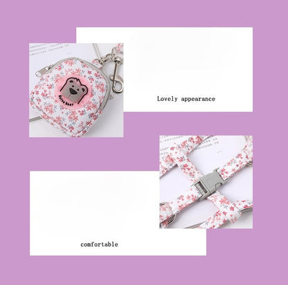Floral Harness Set for Dogs – Pink